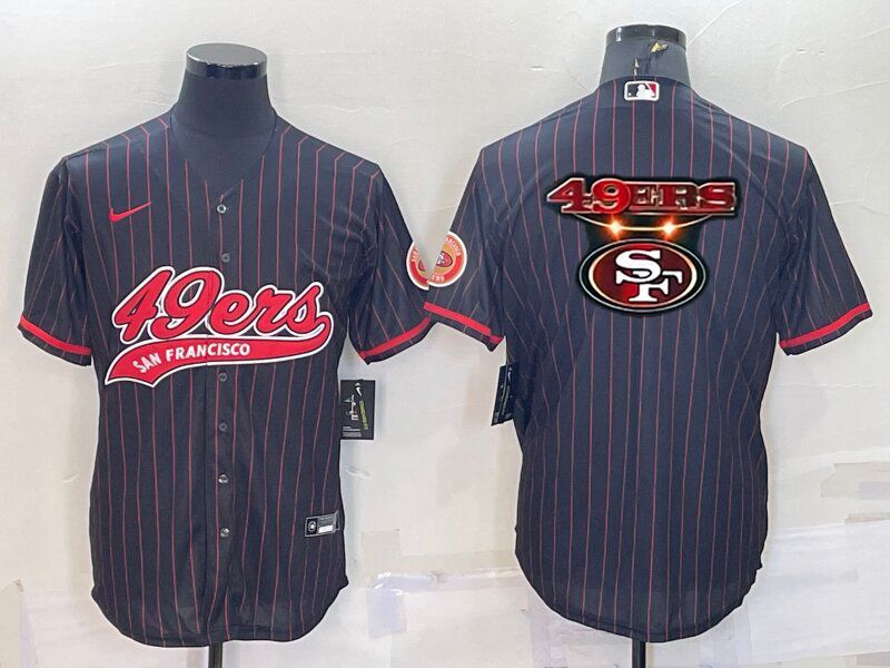 Men San Francisco 49ers Blank Black red stripe 2022 Nike Co branded NFL Jersey